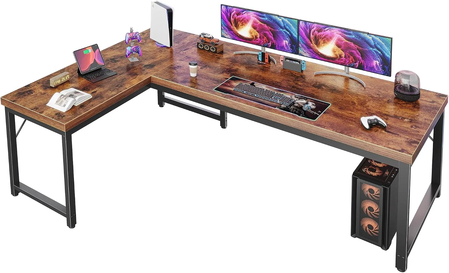 Huuger 63 Inch L Shaped Desk with Power Outlets and USB-C Port, 0.95 Inch Thicker Desktop - Image 8