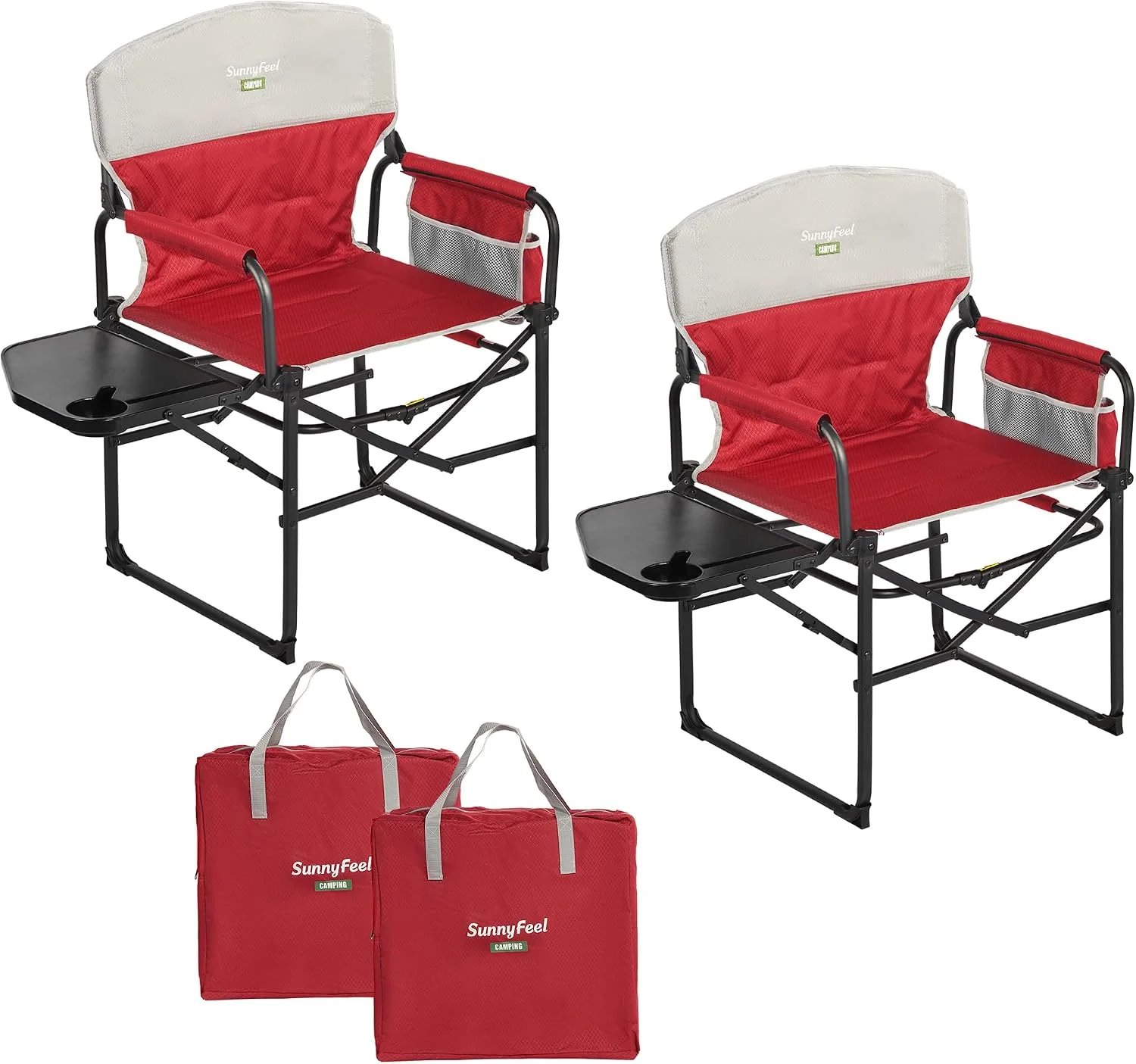 SUNNYFEEL Camping Directors Chair, Heavy Duty, Oversized Portable Folding Chair with Side Table - Image 9