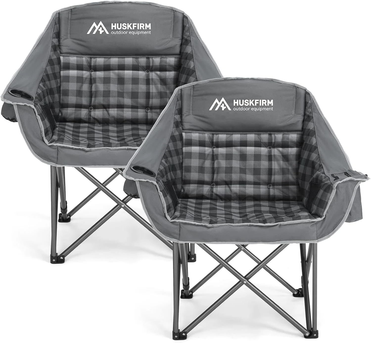 Huskfirm 2 Pack Camping Chairs Oversized Padded Camping Chair Heavy-Duty Foldable Camping Chairs with Cup Holder and - Image 2