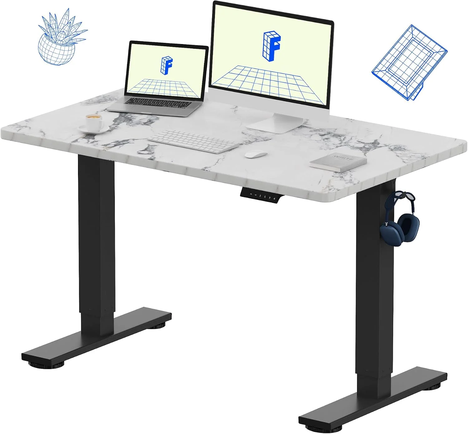FLEXISPOT EN1 One-Piece Standing Desk, Electric Adjustable with 4 Memory Presets, 176 LBS Capacity, 48x24 Black - Image 10
