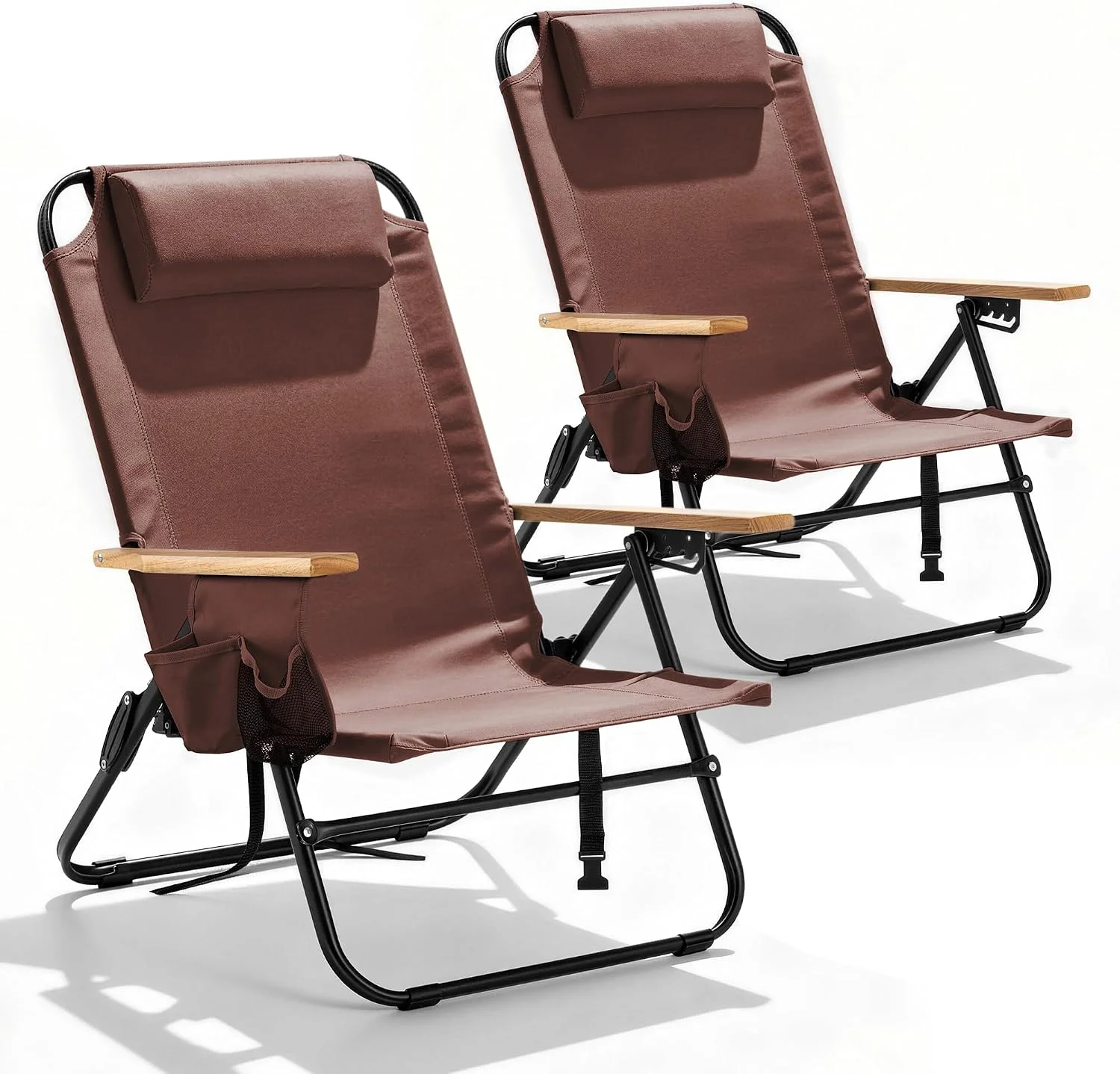 Canpsky 2 Pack Premium 5-Position Reclining Camping Chair, Portable Folding Lightweight Outdoor Chair with Wooden - Image 5