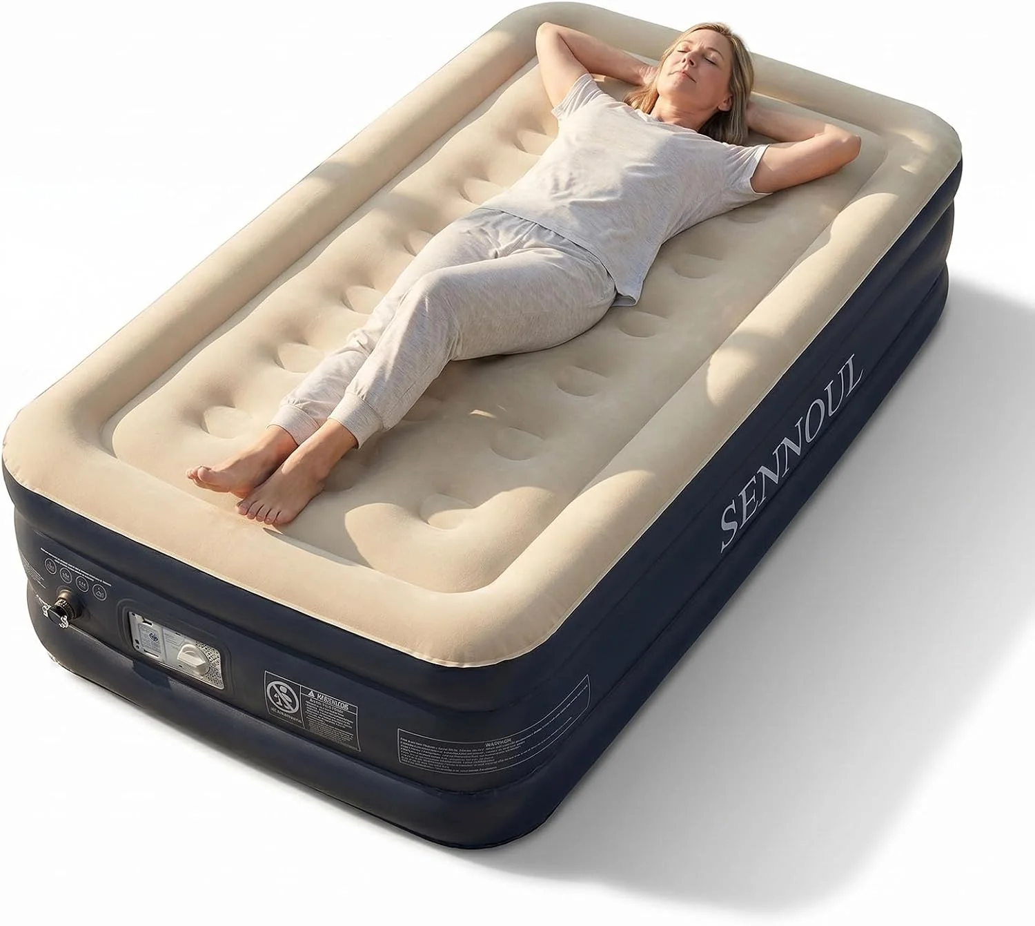 SENNOUL Air Mattress Queen with Built in Pump, Inflatable Mattress Blow Up Mattress 18 Raised Comfort - Image 6