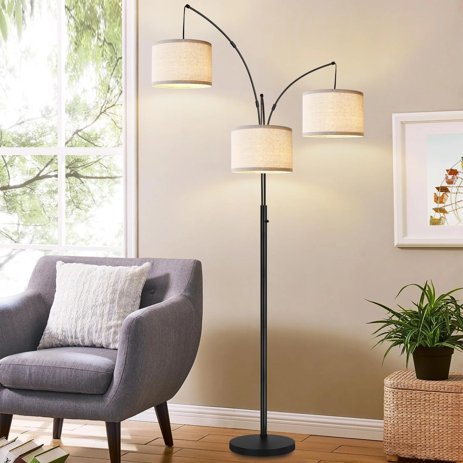 Nintiue 80-in 3-Light Dimmable Arc Floor Lamp, 3000LM - Image 11