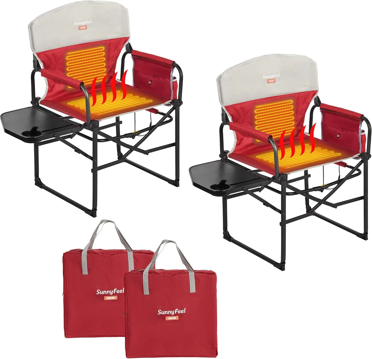 SUNNYFEEL Camping Directors Chair, Heavy Duty, Oversized Portable Folding Chair with Side Table - Image 19