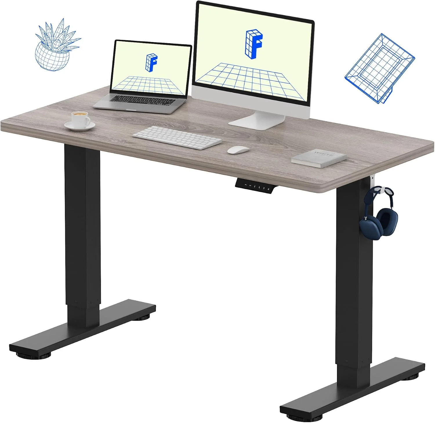 FLEXISPOT EN1 One-Piece Standing Desk, Electric Adjustable with 4 Memory Presets, 176 LBS Capacity, 48x24 Black - Image 20
