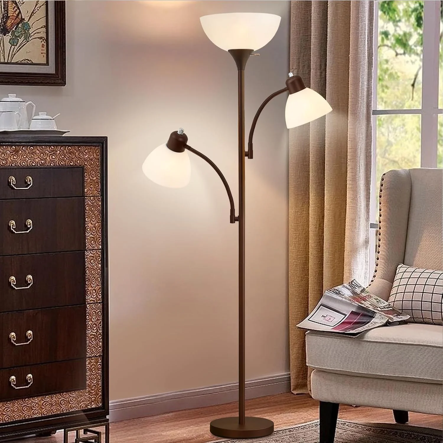 Luvkczc Floor Lamp, Bulb Included, Industrial Lamps for Living Room
