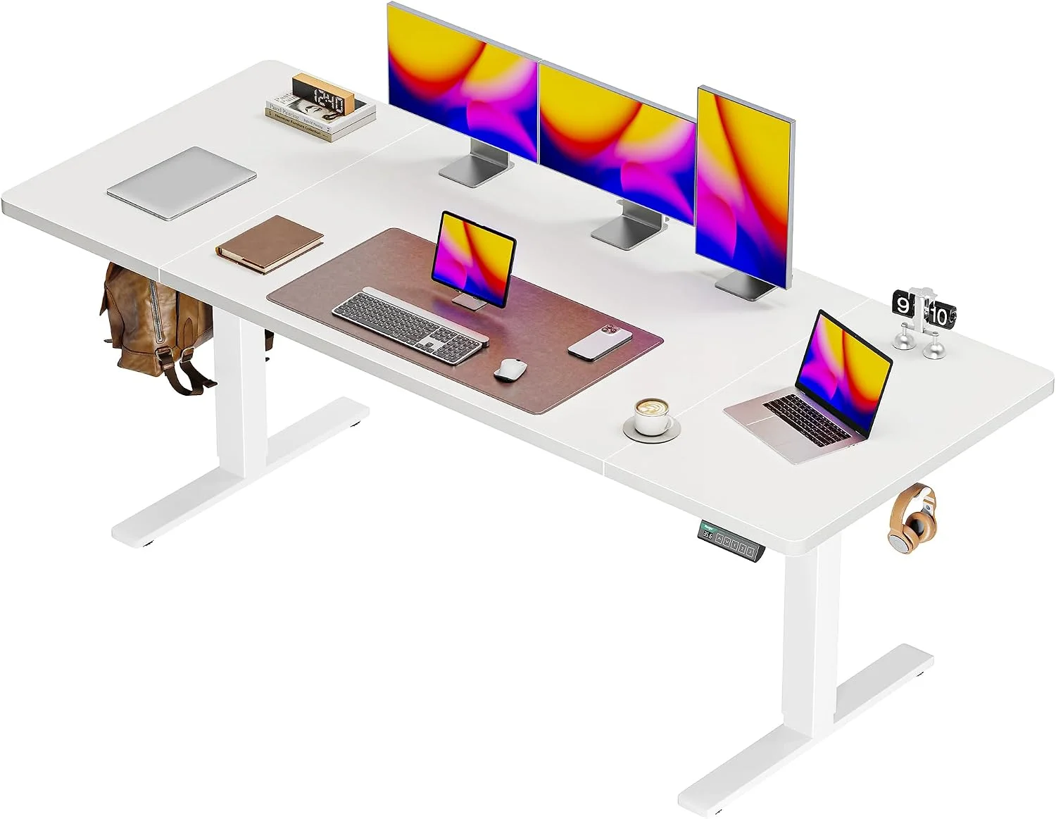 Huuger 55 x 28 Large Electric Standing Desk, Height Adjustable Computer Desk, 27.6 Deep Desktop - Image 22