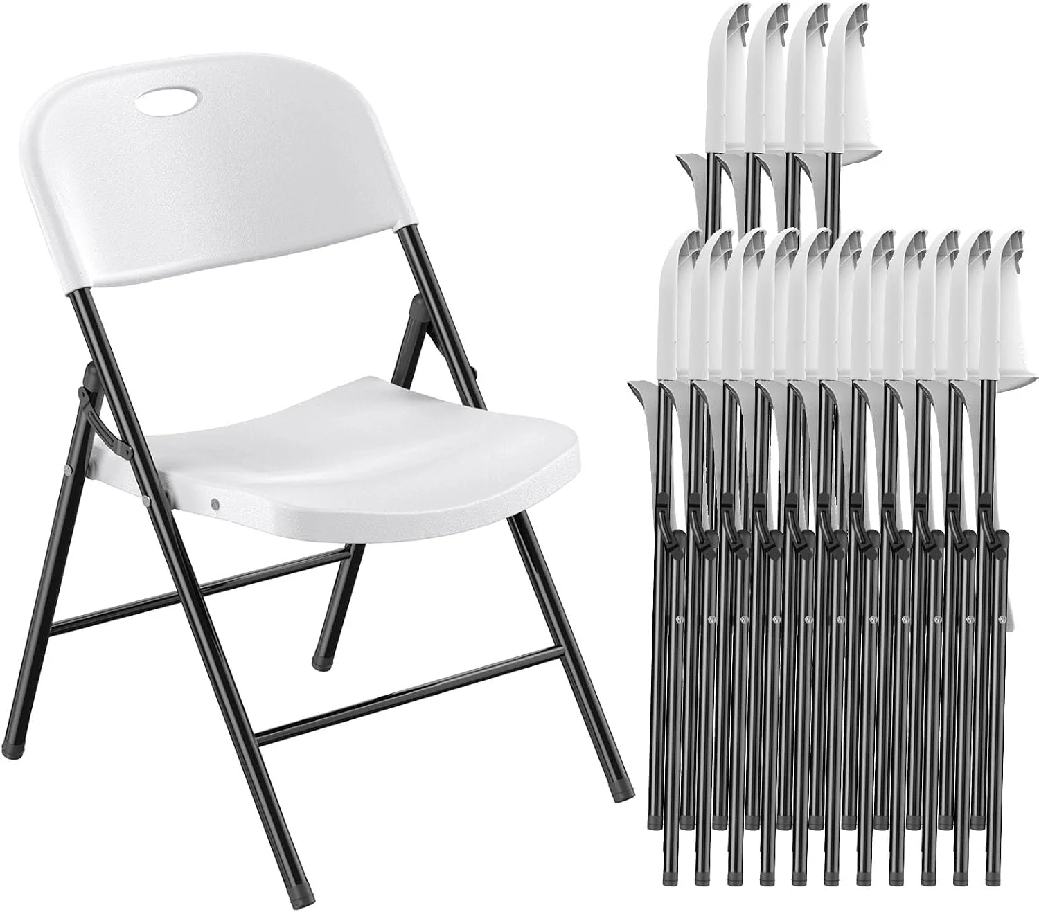 Nazhura 350 Weight Limit Heavy Duty Plastic Folding Chair with Reinfoced Steel Frame for Indoor and Outdoor, Wedding