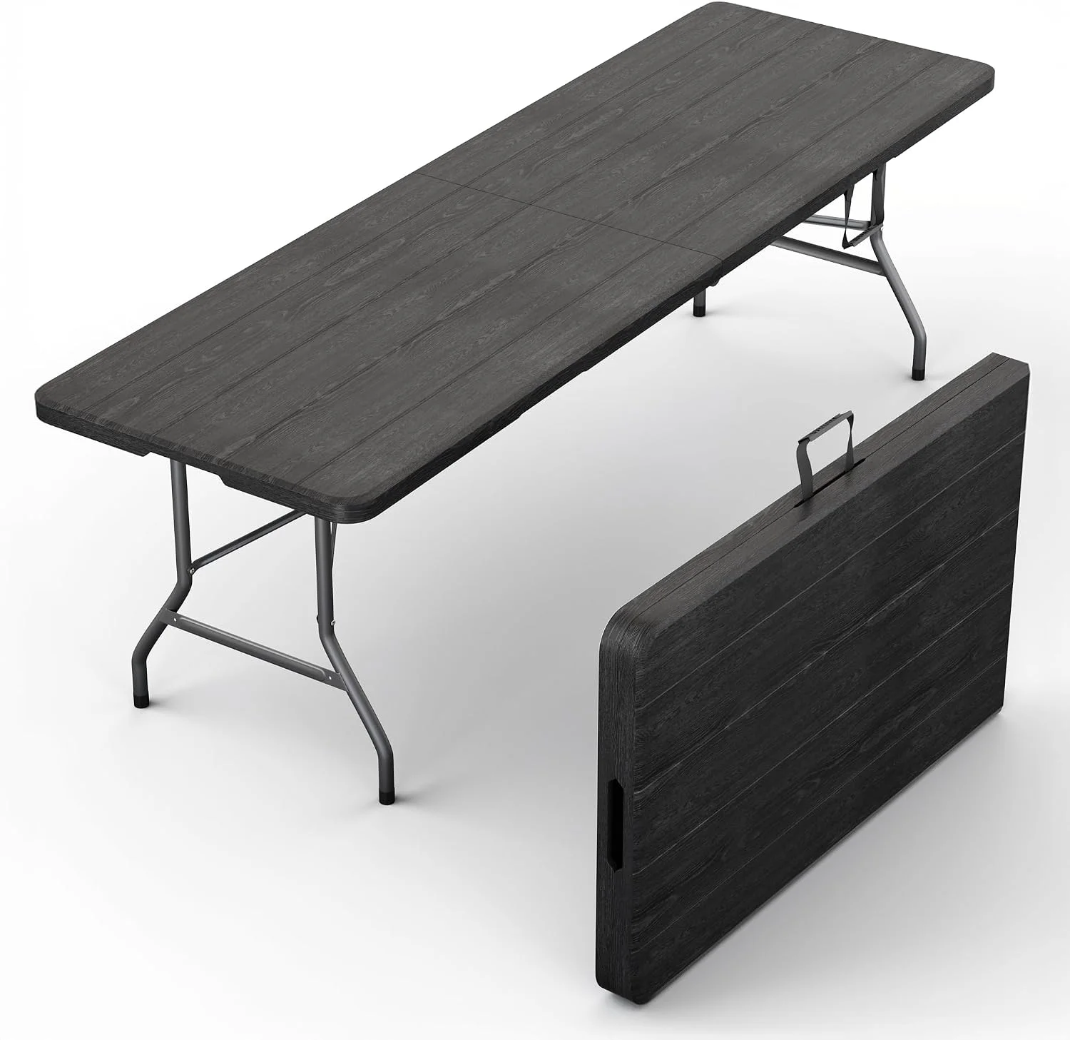 Our Modern Space 8 Feet Foldable Table with Built in Handle & Steel Legs, Heavy Duty Portable - Image 5