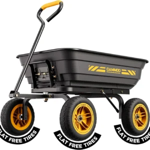 CAMMOO 10-in NO-FLAT TIRES 600lb Heavy-Duty Garden Dump Cart 4 Cu.Ft. Utility Wagon with Quick-Release Dumping & Prime