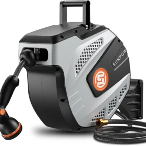 Alternative view of SUNPOW Retractable Garden Hose Reel, 1/2 inch x 50ft Heavy Duty Wall Mounted Hose Reel with 3/4 inch Brass Fitting & 10