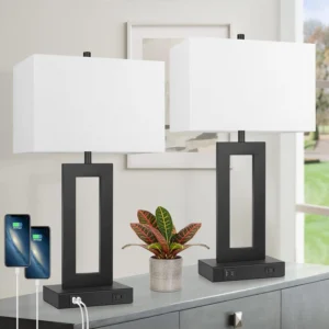 Alternative view of Set of 2 Touch Control Table Lamp with 2 USB Ports, Dimmable