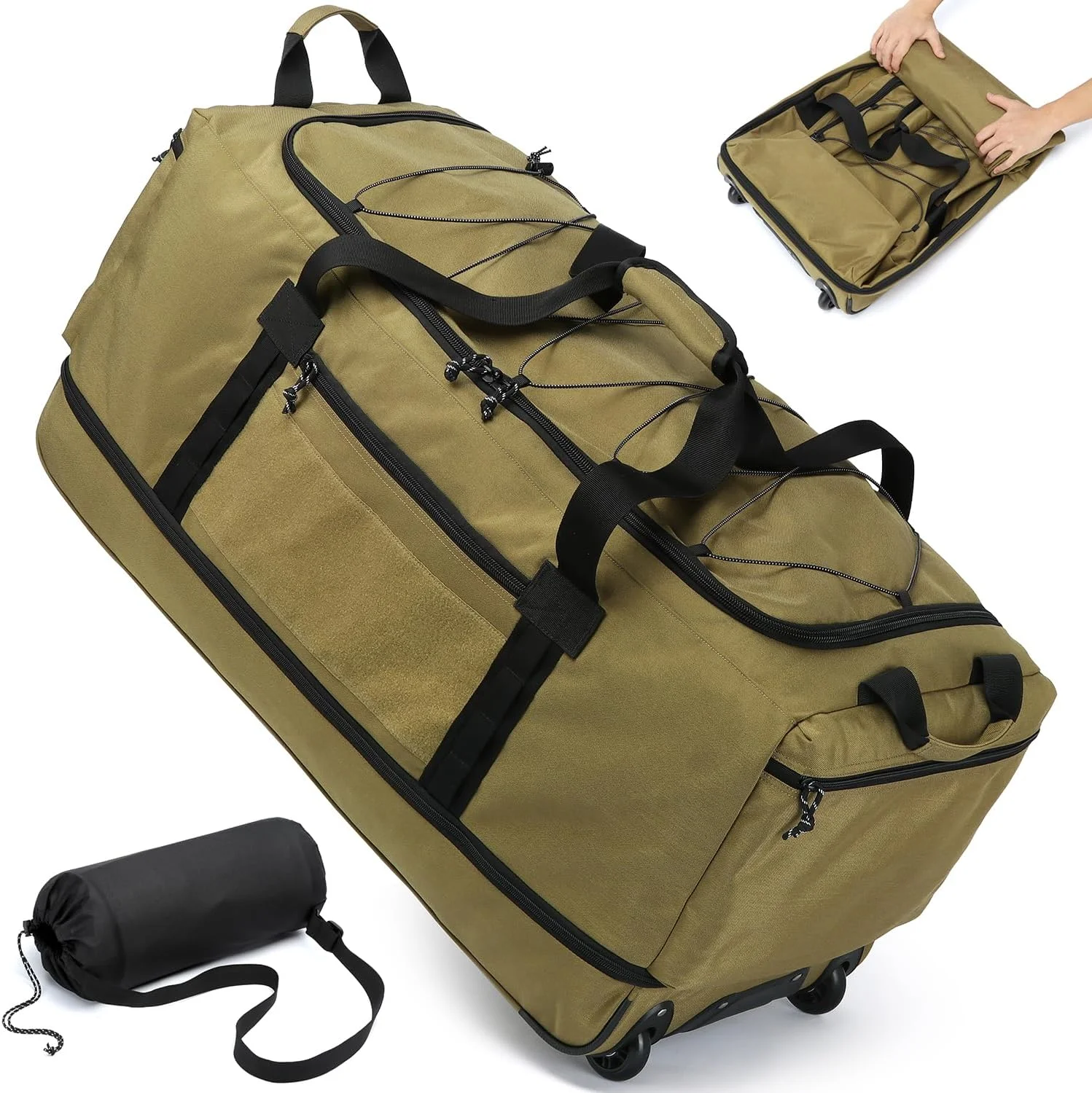 Laripwit Collapsible Duffle Bag with Wheels 130-170L Extra Large Expandable Travel Duffel Bag for Men Women Heavy Duty