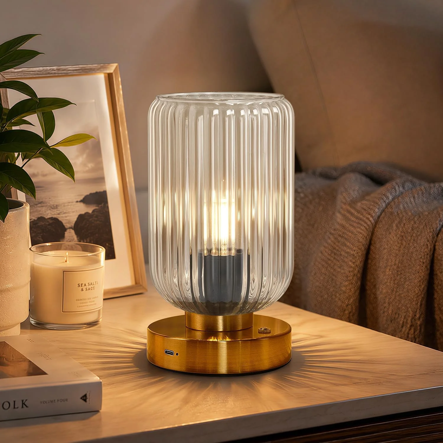 LightRound Cordless Table Lamp, Dimmable, Bulb Included