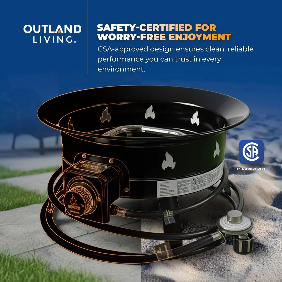 Outland Living Portable Propane Fire Pit, 19-inch, 58, 000 BTU with Fire Pit Cover & Carry Kit, Black 893 Deluxe - Image 8
