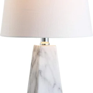 Alternative view of JONATHAN Y 20.5 White Marble Finish Modern Resin Table Lamp for Bedroom Living Room, Bulb Included