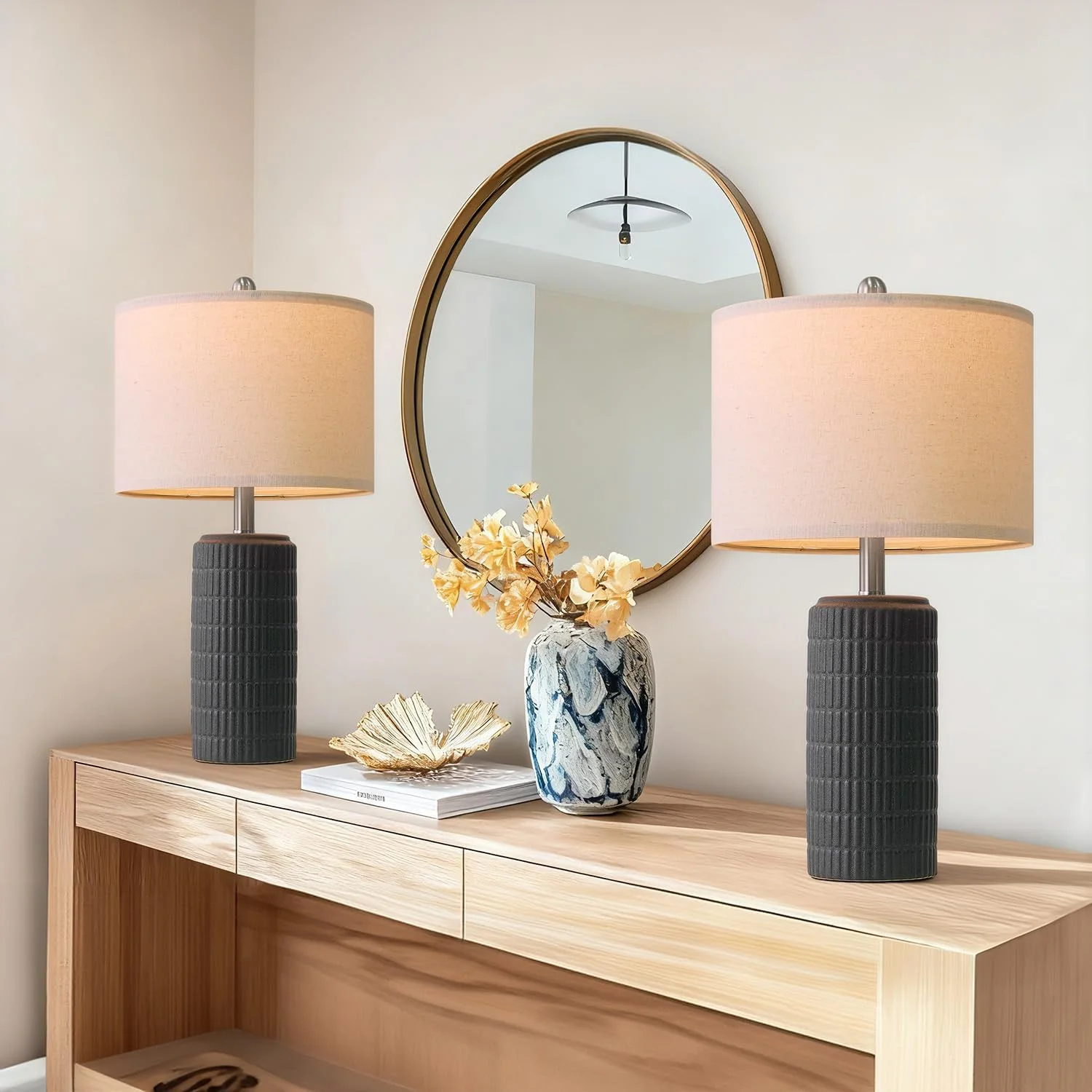 PoKat 23'' Bedside Table Lamp for Bedroom Nightstands, White Modern Bedroom Lamp - Image 17