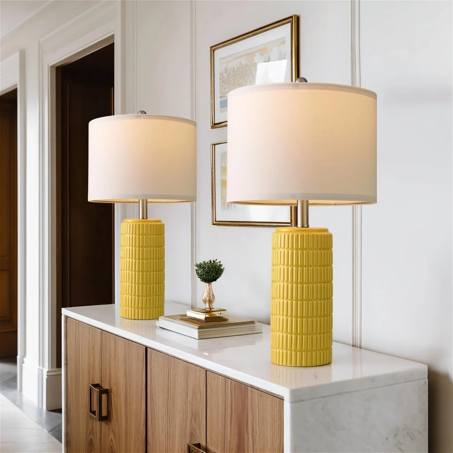 PoKat 23'' Bedside Table Lamp for Bedroom Nightstands, White Modern Bedroom Lamp - Image 11
