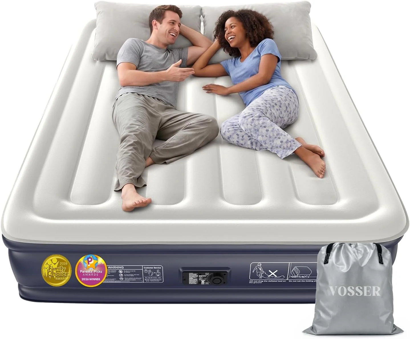 VOSSER Air Mattress Queen with Built-in Pump, 18 Raised Inflatable Blow Up Mattress, Upgraded Heavy Duty Portable Air - Image 3