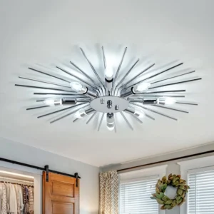 Alternative view of ZGLAOJT Semi Flush Mount 8 Light Ceiling Light Modern Metal Ceiling Lighting Gold Light Fixture Chandelier for