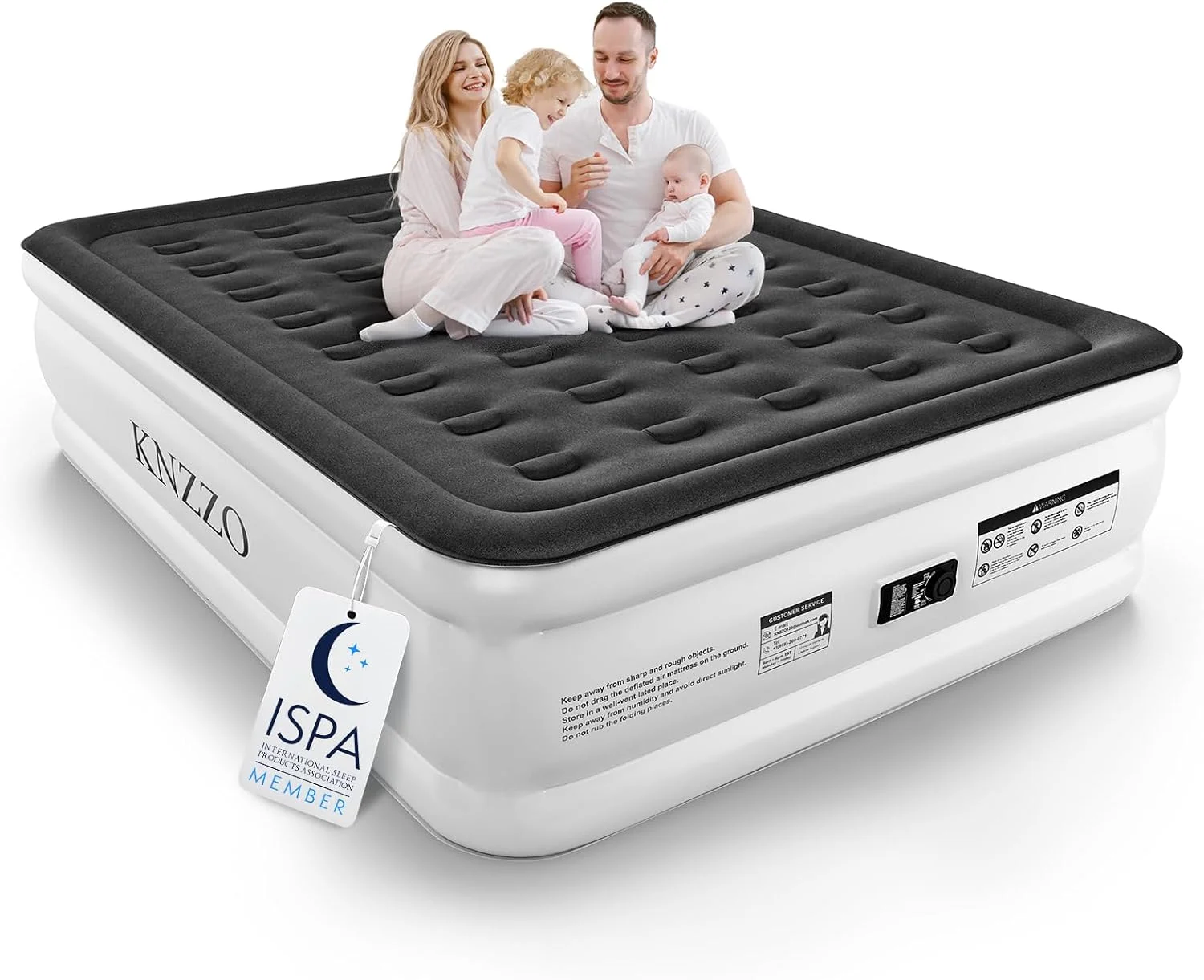KNZZO Twin Air Mattress with Built-in Pump, 18 Top Inflatable Mattress with Waterproof Flocking Fabric - Image 2