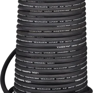 YAMATIC 3/8 Pressure Washer Hose 50FT With Swivel 3/8 Quick Connect, 4000 PSI High Tensile Steel Braided Kink Resistant