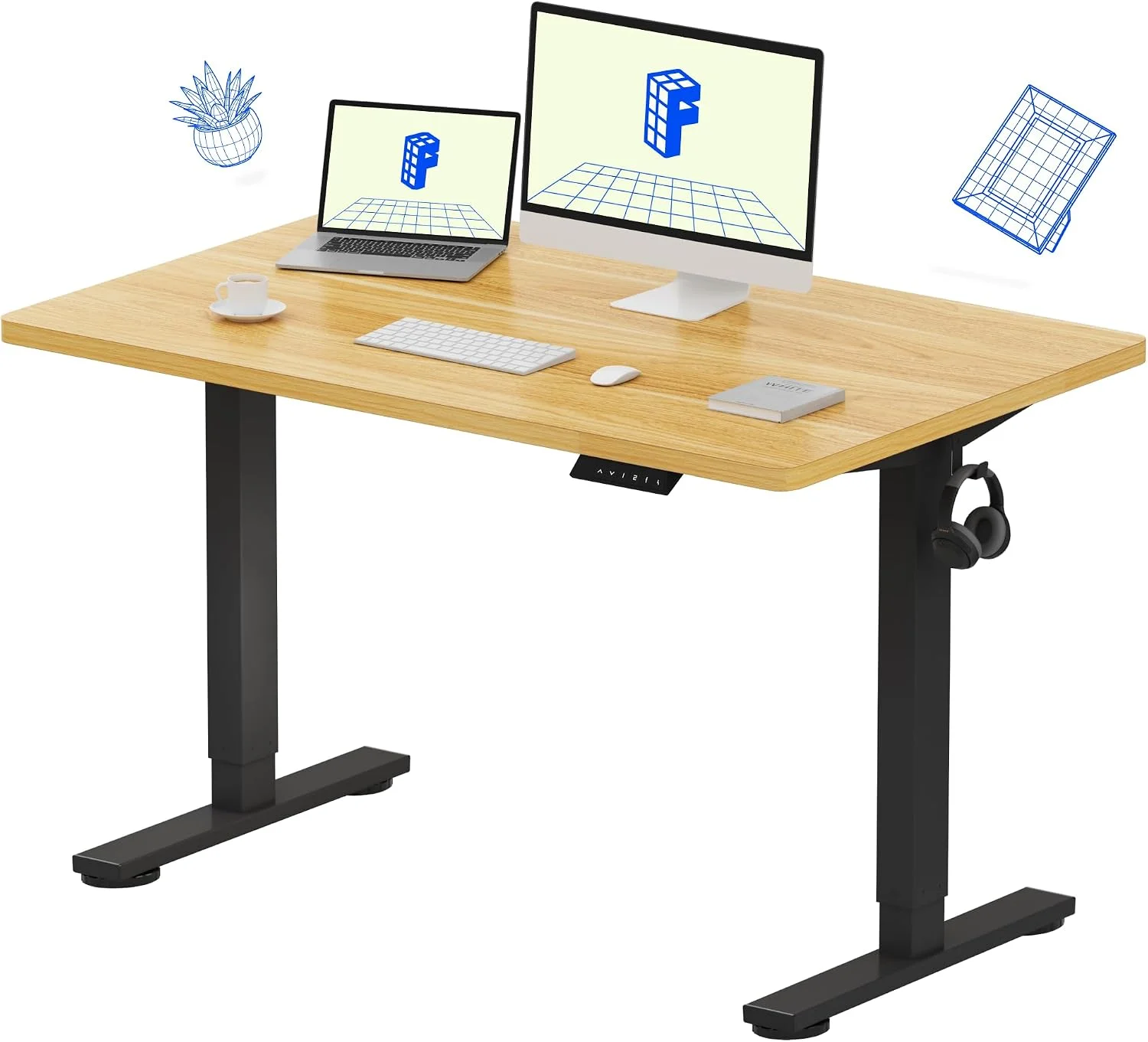 FLEXISPOT EN1 One-Piece Standing Desk, Electric Adjustable with 4 Memory Presets, 176 LBS Capacity, 48x24 Black - Image 2