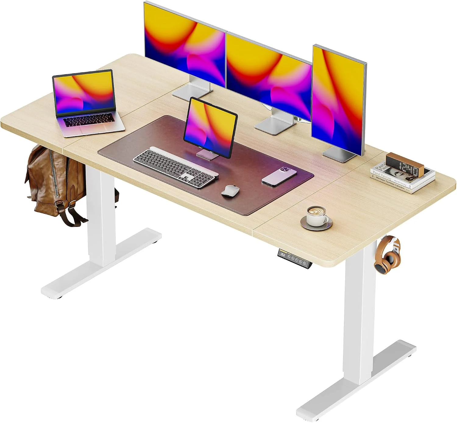 Huuger 55 x 28 Large Electric Standing Desk, Height Adjustable Computer Desk, 27.6 Deep Desktop - Image 2