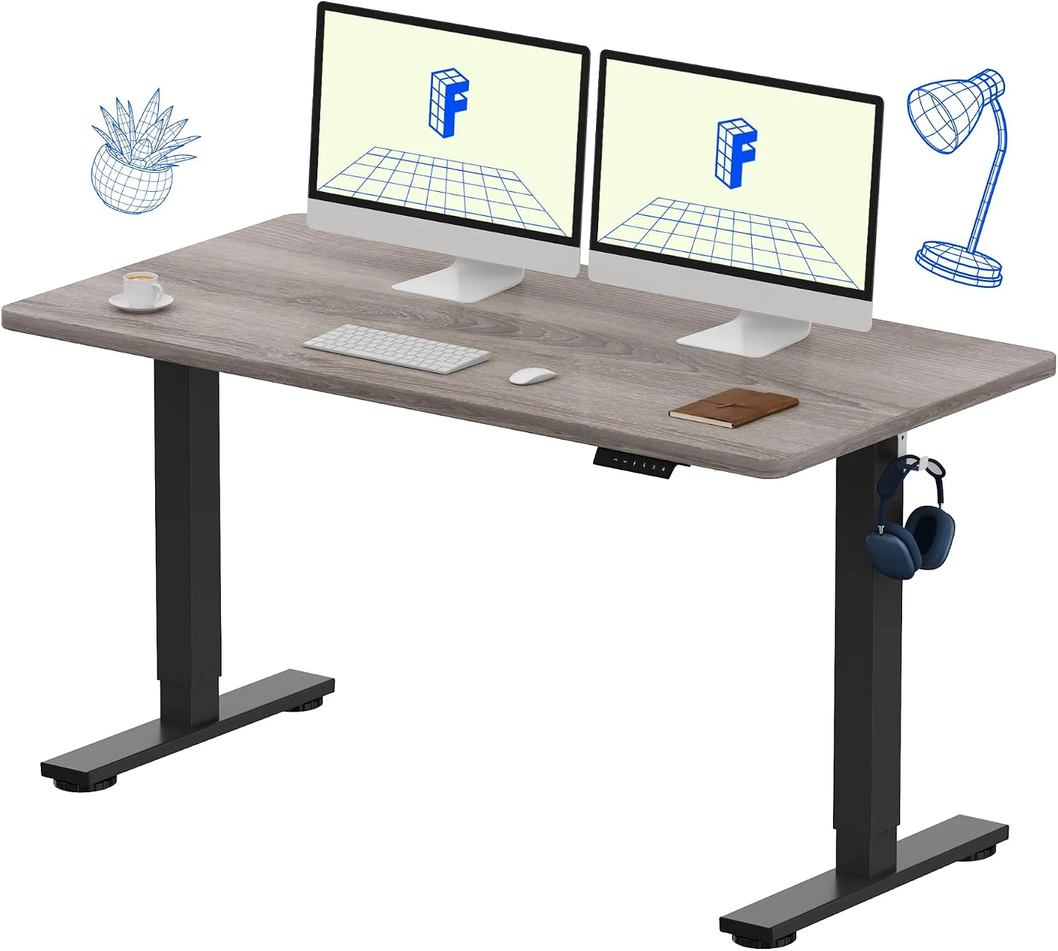 FLEXISPOT EN1 One-Piece Standing Desk, Electric Adjustable with 4 Memory Presets, 176 LBS Capacity, 48x24 Black - Image 36