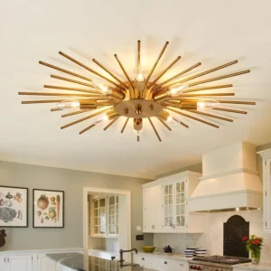 ZGLAOJT Semi Flush Mount 8 Light Ceiling Light Modern Metal Ceiling Lighting Gold Light Fixture Chandelier for