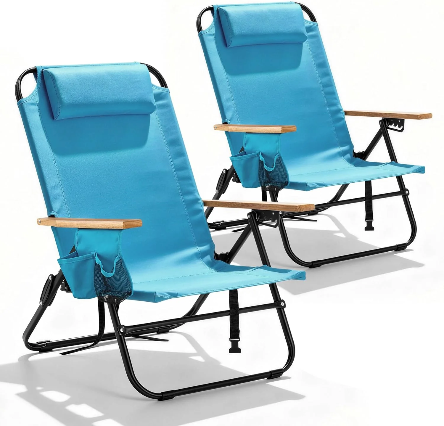 Canpsky 2 Pack Premium 5-Position Reclining Camping Chair, Portable Folding Lightweight Outdoor Chair with Wooden - Image 3