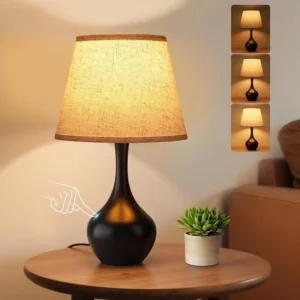 Seealle Touch Table Lamp, Dimmable, Bulb Included, Wood-Paint Desk Lamp for Kids Room