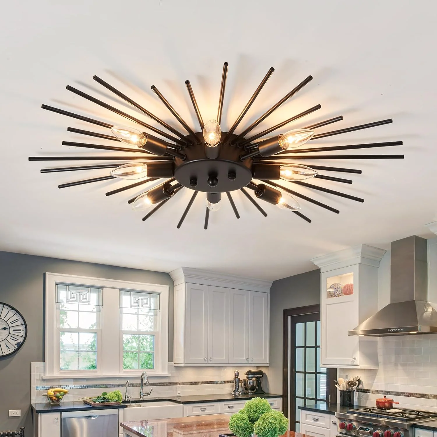 ZGLAOJT Semi Flush Mount 8 Light Ceiling Light Modern Metal Ceiling Lighting Gold Light Fixture Chandelier for - Image 3