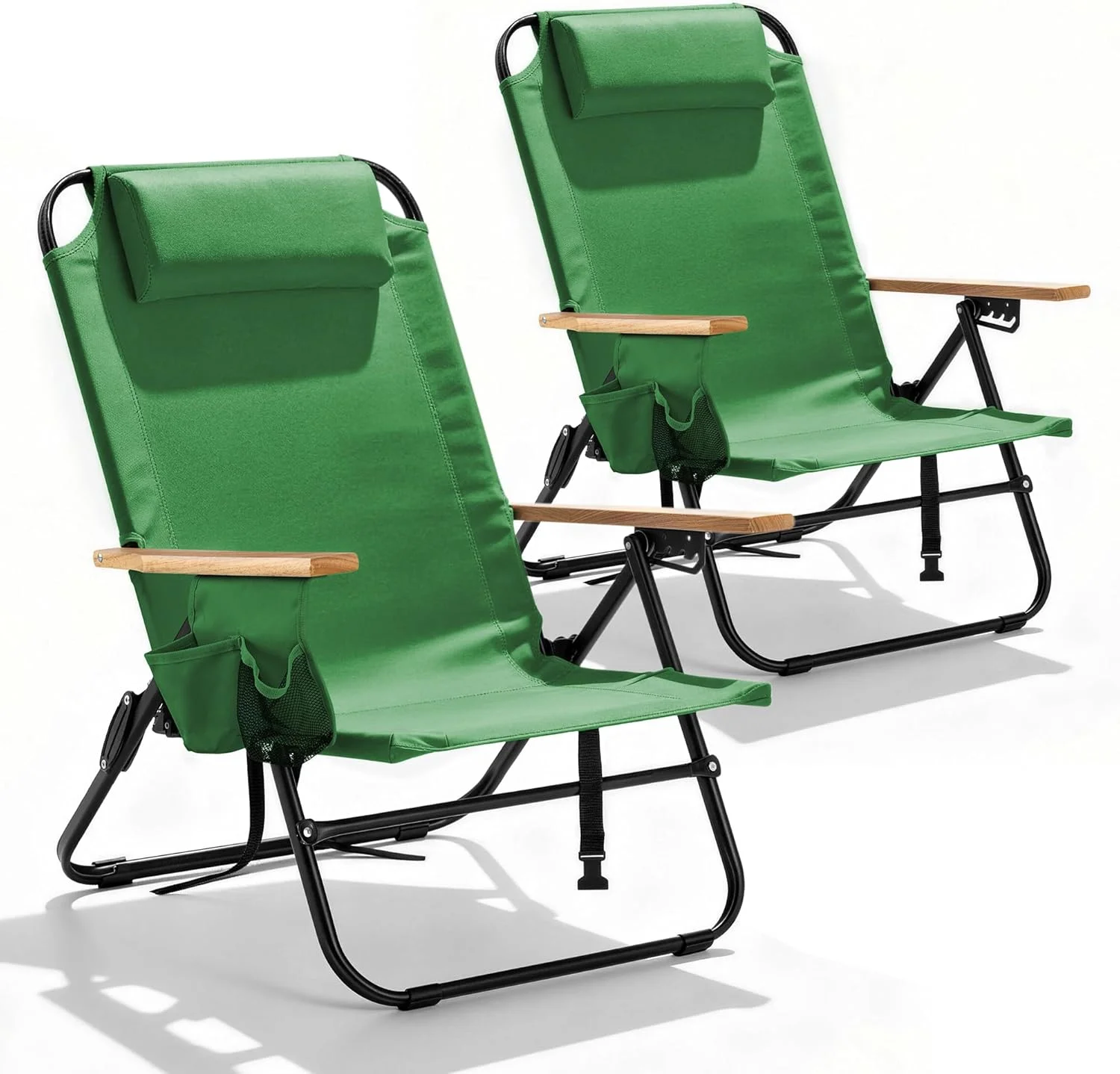 Canpsky 2 Pack Premium 5-Position Reclining Camping Chair, Portable Folding Lightweight Outdoor Chair with Wooden - Image 7