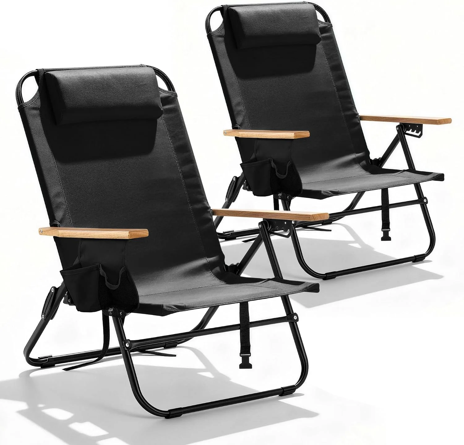 Canpsky 2 Pack Premium 5-Position Reclining Camping Chair, Portable Folding Lightweight Outdoor Chair with Wooden - Image 11