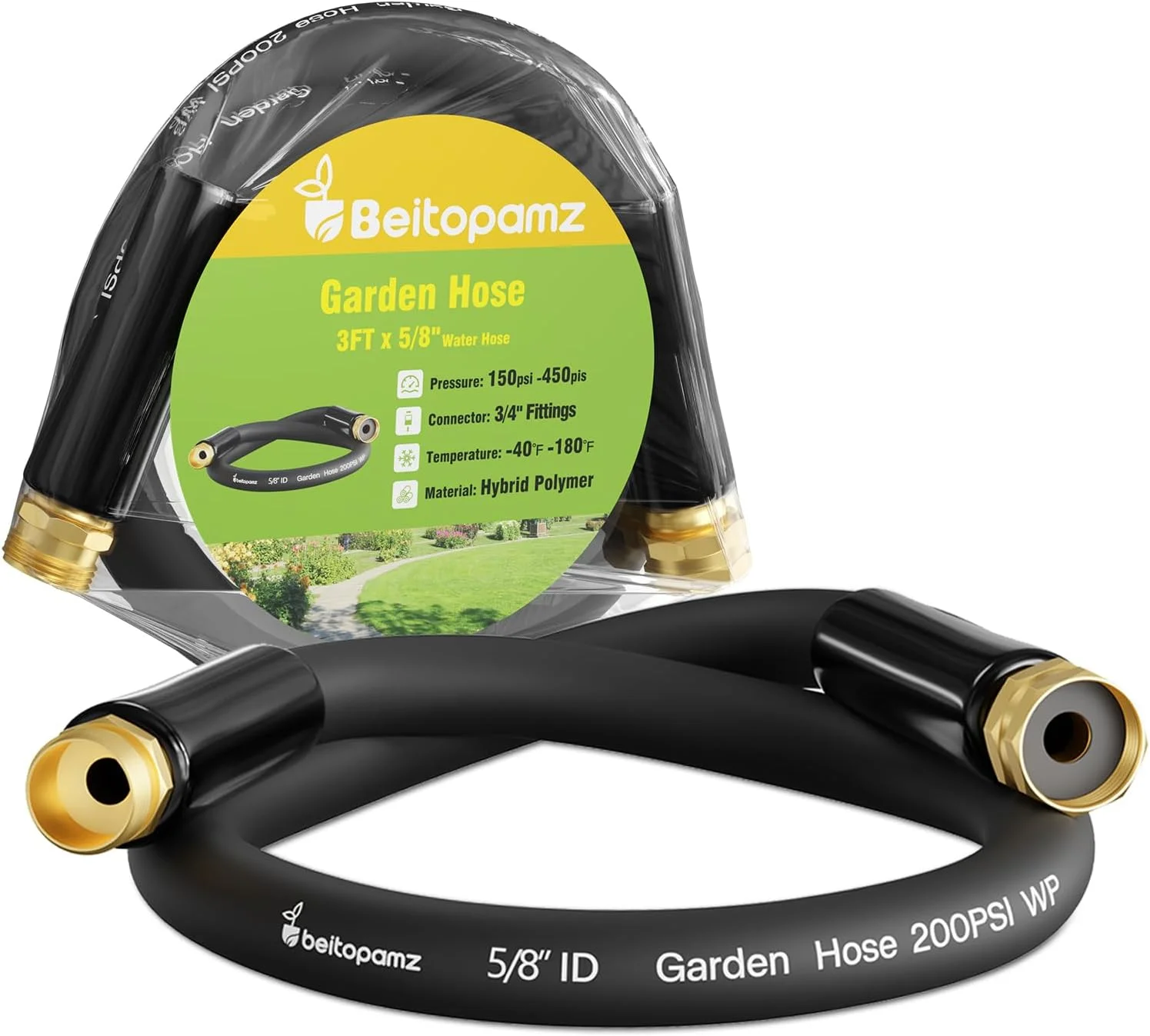 Beitopamz 100 ft Garden Hose, 5/8 in Heavy Duty Water Hose, Male to Female 3/4'' Brass Fittings for Patio - Image 5