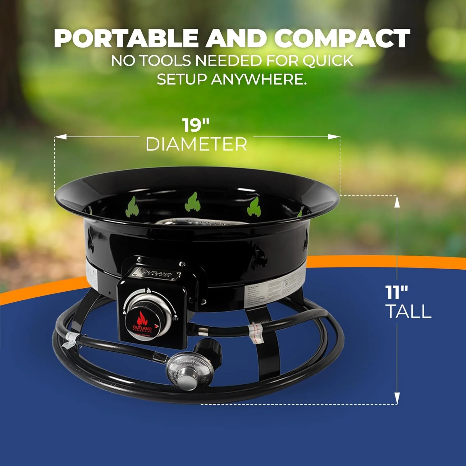 Outland Living Portable Propane Fire Pit, 19-inch, 58, 000 BTU with Fire Pit Cover & Carry Kit, Black 893 Deluxe - Image 6