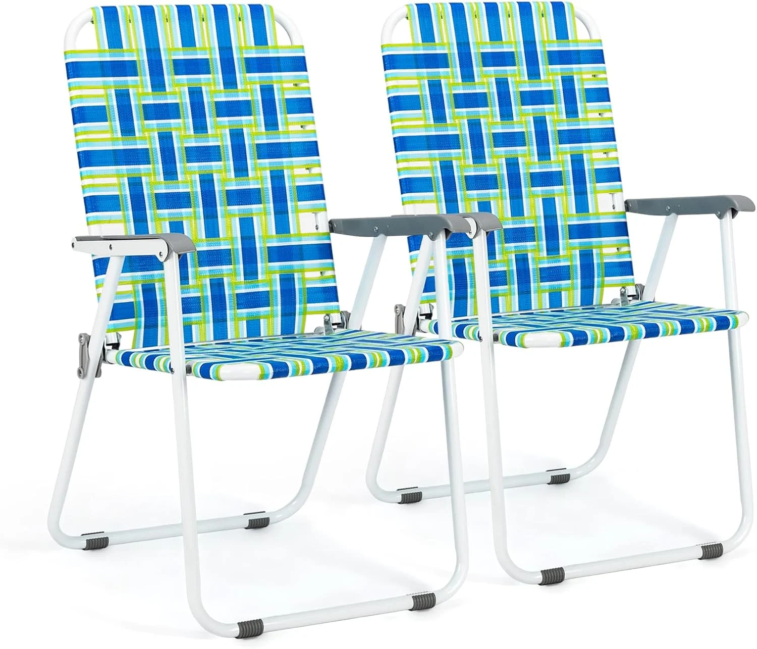 VINGLI Patio Lawn Webbed Folding Chairs Set of 2, Outdoor Beach Portable Lawn Chair Camping Chair Beach Chair for Yard - Image 4
