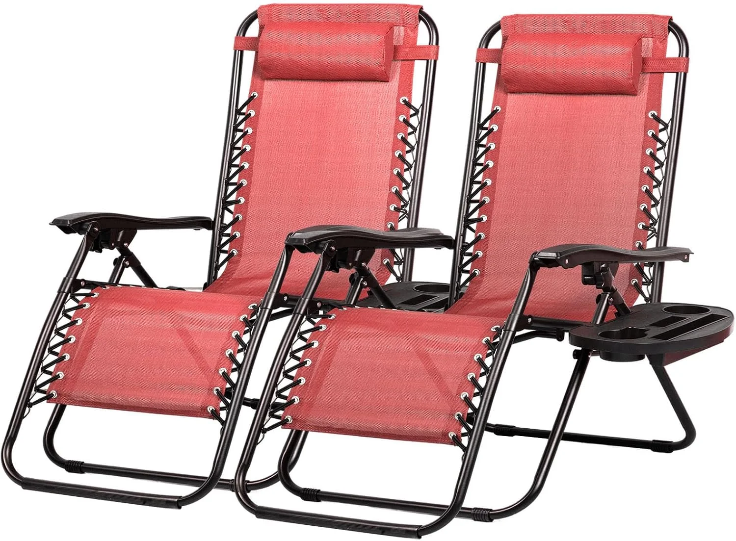 Nazhura Set of 2 Relaxing Recliners Patio Chairs Adjustable Steel Mesh Zero Gravity Lounge Chair Beach Chairs with - Image 5