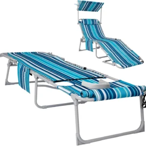 #WEJOY Folding Tanning Chair with Face Hole, 5-Position Face Down Beach Lounge Chair for Sunbathing