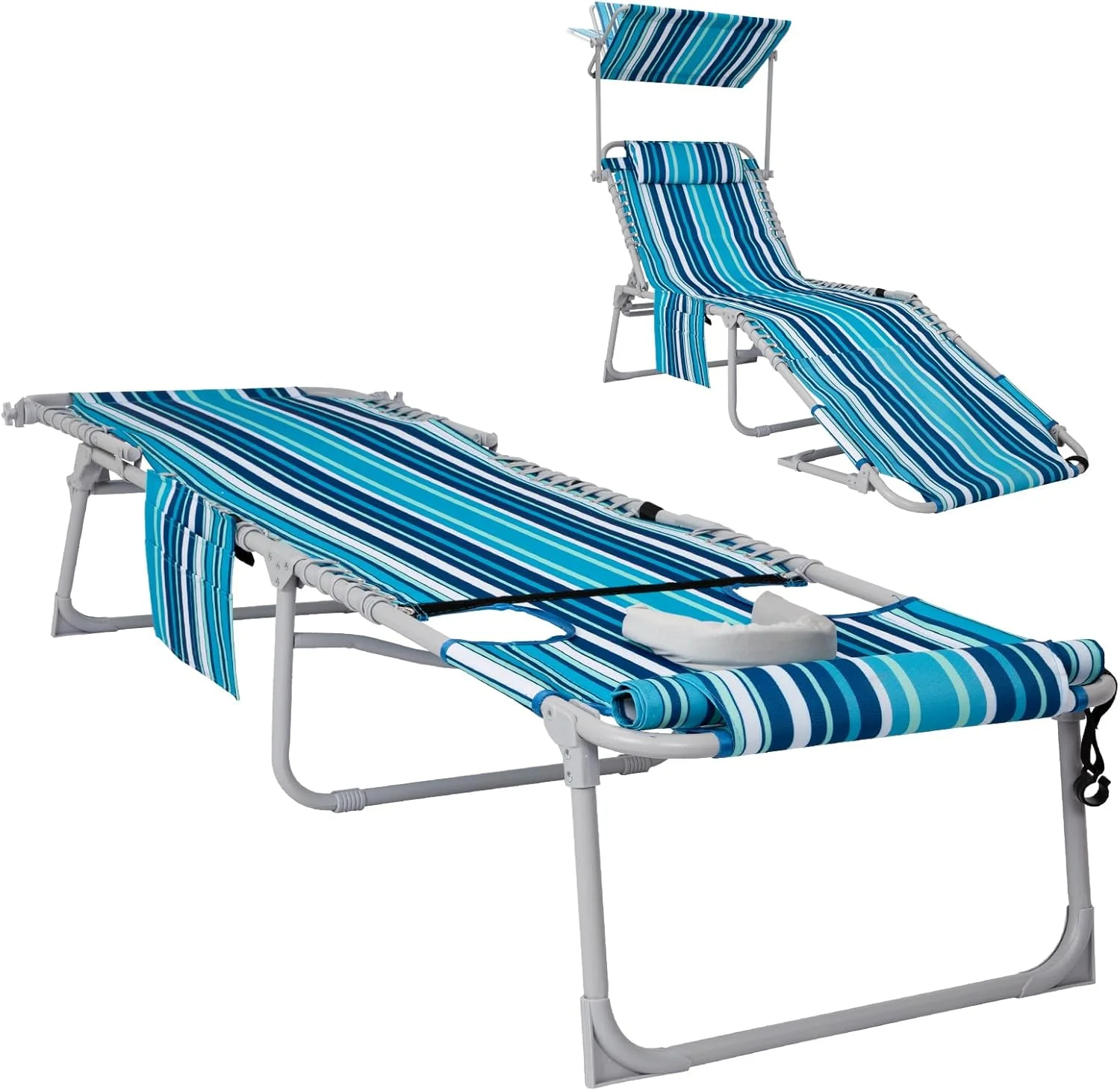 #WEJOY Folding Tanning Chair with Face Hole, 5-Position Face Down Beach Lounge Chair for Sunbathing