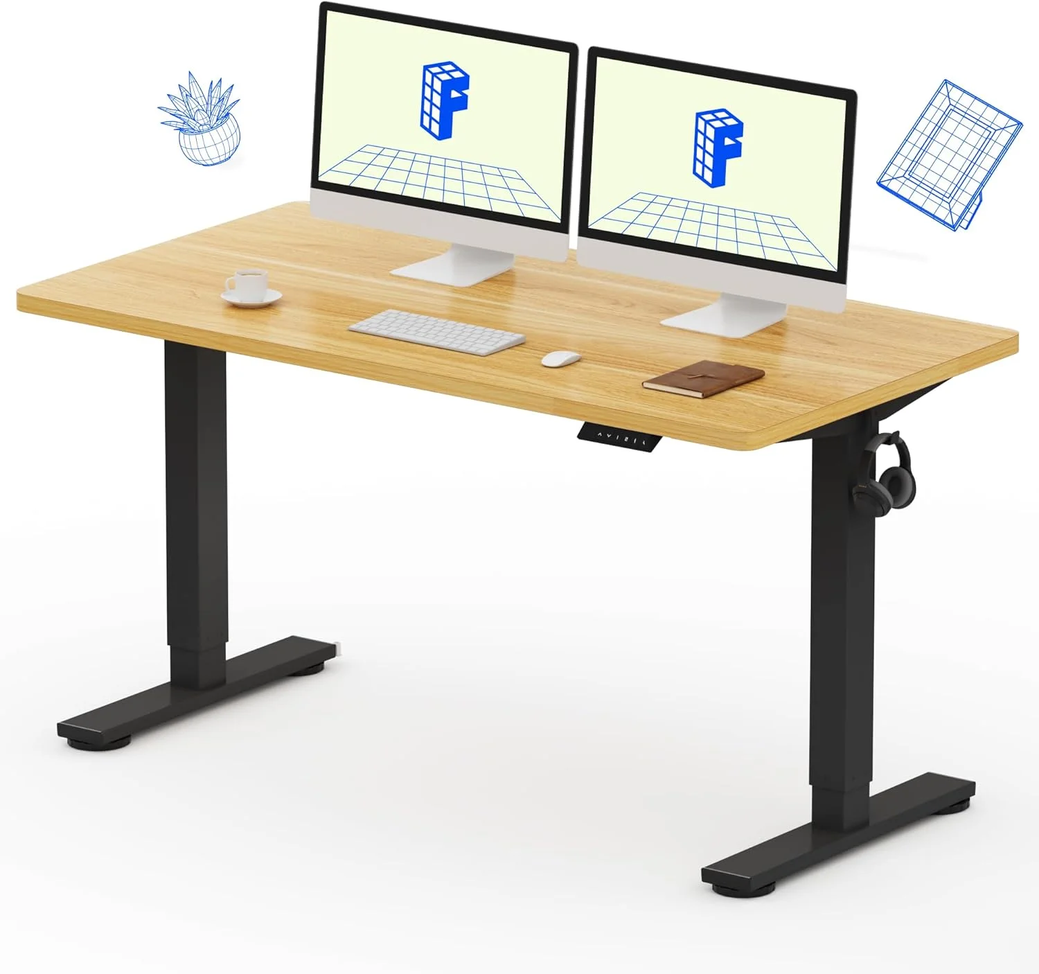 FLEXISPOT EN1 One-Piece Standing Desk, Electric Adjustable with 4 Memory Presets, 176 LBS Capacity, 48x24 Black - Image 3