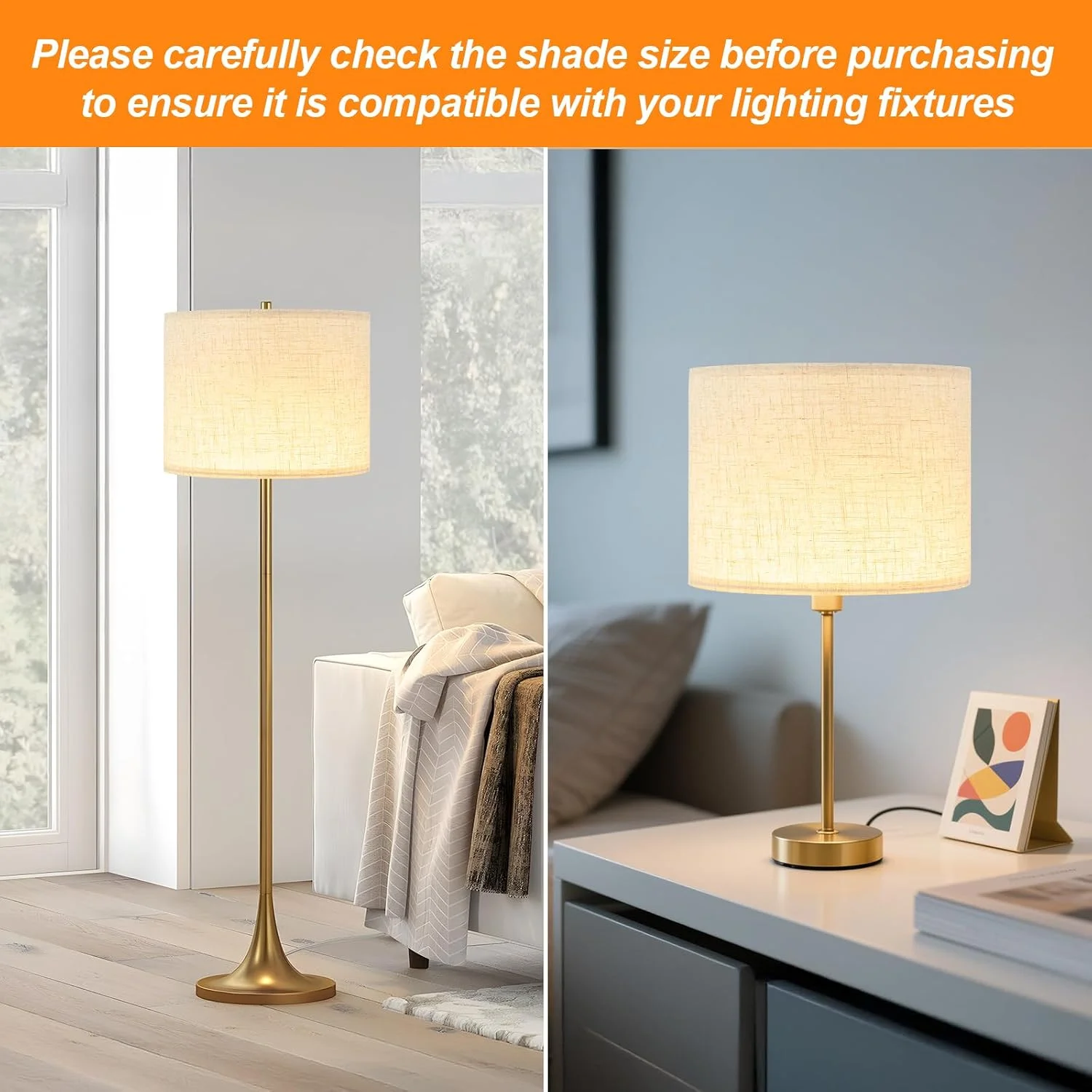 Beige Linen Lamp Shades Set of 2 - Image 3