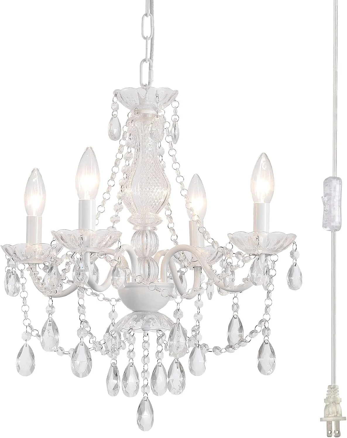 AMZASA Crystal Gold Chandelier, 5 Light, Glass Crystal Hanging Pendant Lighting - Image 5