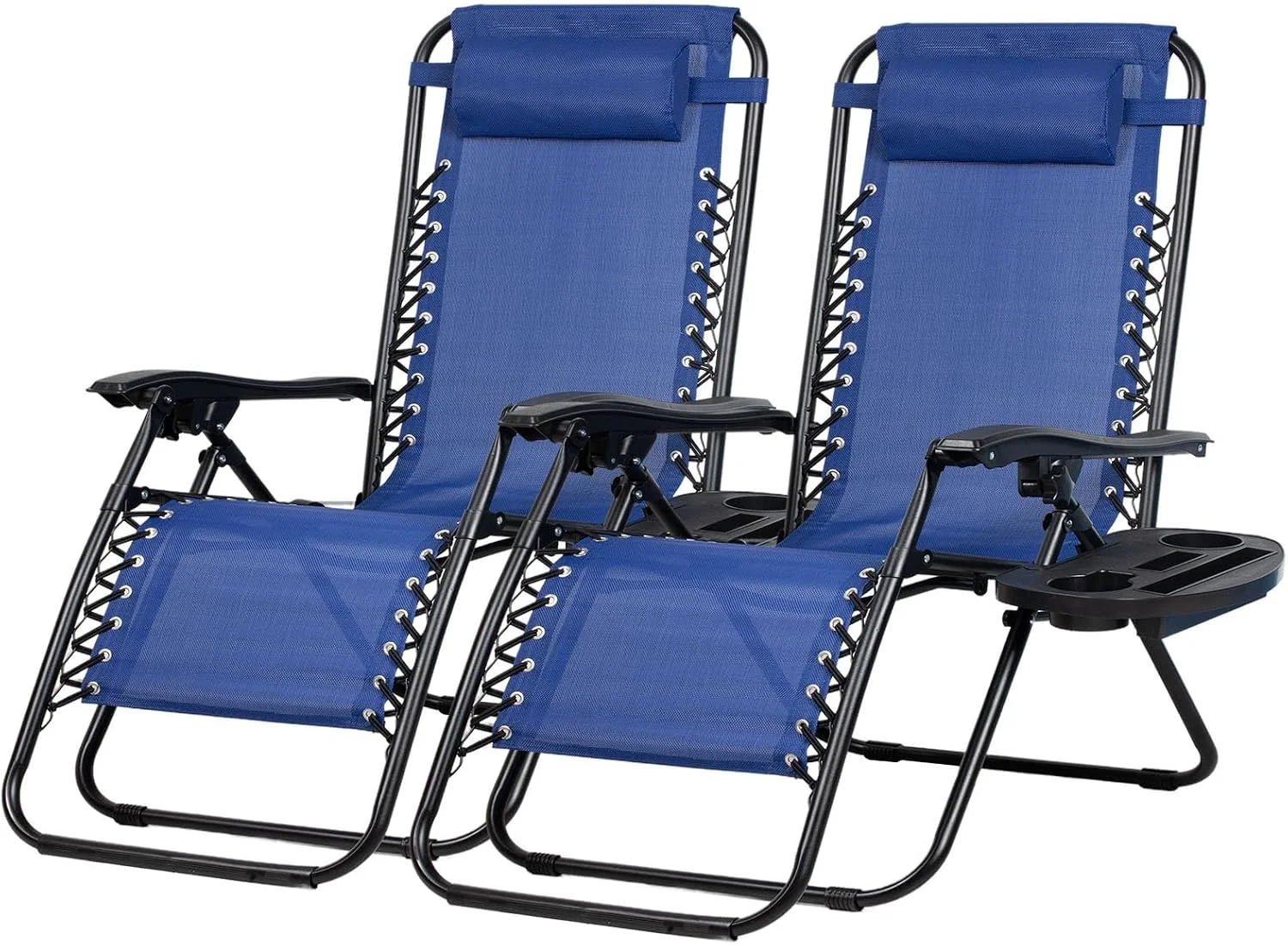 Nazhura Set of 2 Relaxing Recliners Patio Chairs Adjustable Steel Mesh Zero Gravity Lounge Chair Beach Chairs with - Image 6