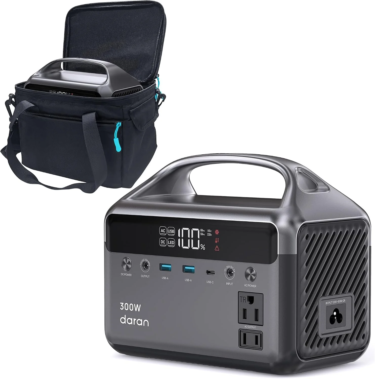 DARAN Portable Power Station 89.6Wh LiFePO4 Battery 100W(200W Peak) Solar Power Bank, Portable Charger Small Generator - Image 3