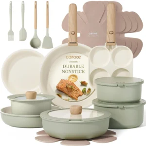 Alternative view of CAROTE 21pcs Pots and Pans Set, Nonstick Cookware Set Detachable Handle