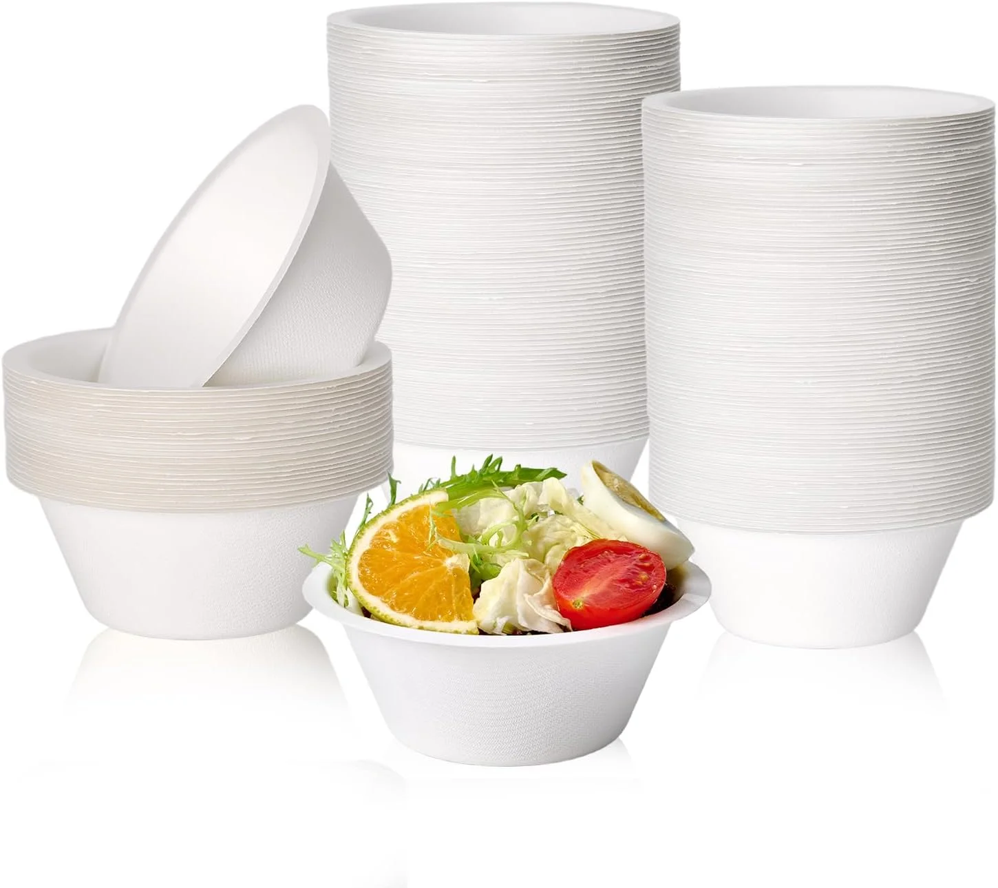 ECOLipak 150 Pack 12 oz Compostable Paper Bowls Disposable, White