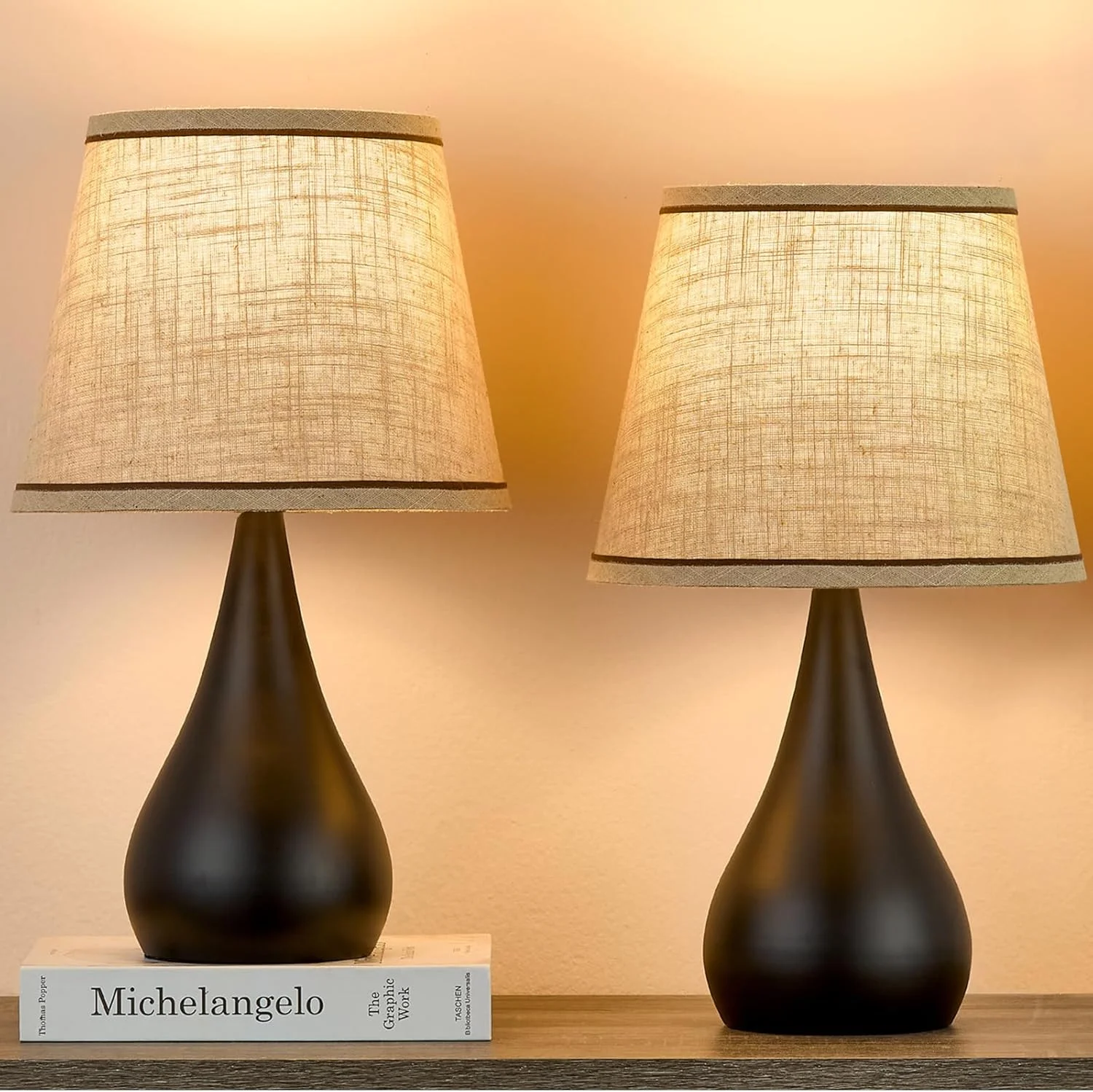 Leasgy 18.1'' Small Modern Touch Lamps for Nightstand Set of 2 with 3 Way Dimmable, Bulb Included - Image 5