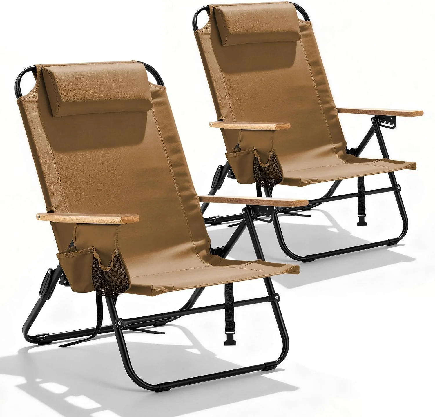 Canpsky 2 Pack Premium 5-Position Reclining Camping Chair, Portable Folding Lightweight Outdoor Chair with Wooden - Image 10